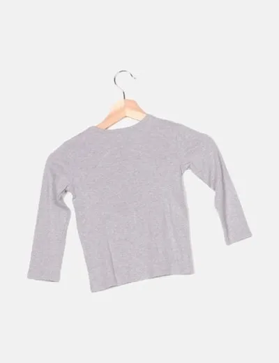 Benetton Camiseta gris estampada