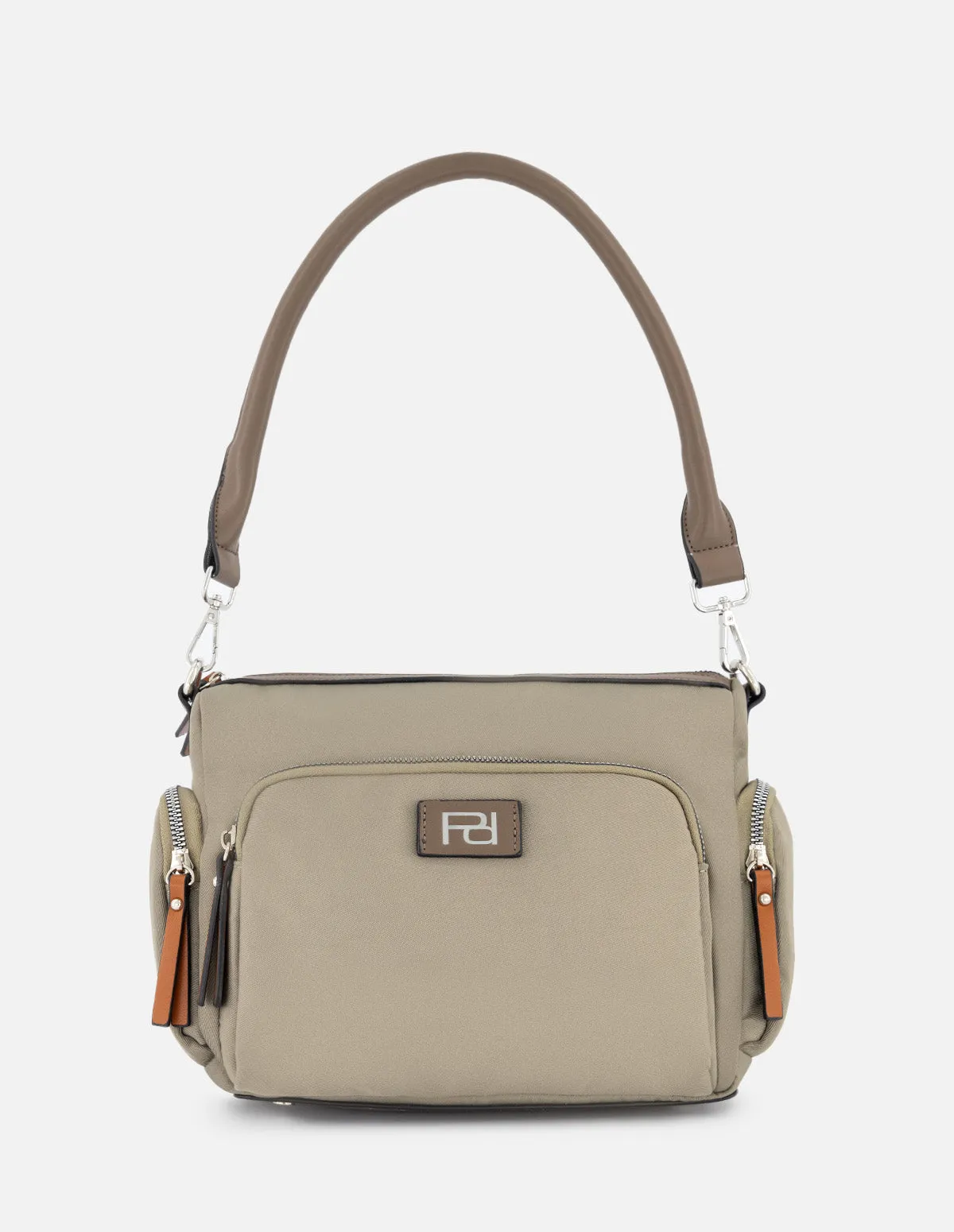 Bolso bandolera de nylon color beige para mujer