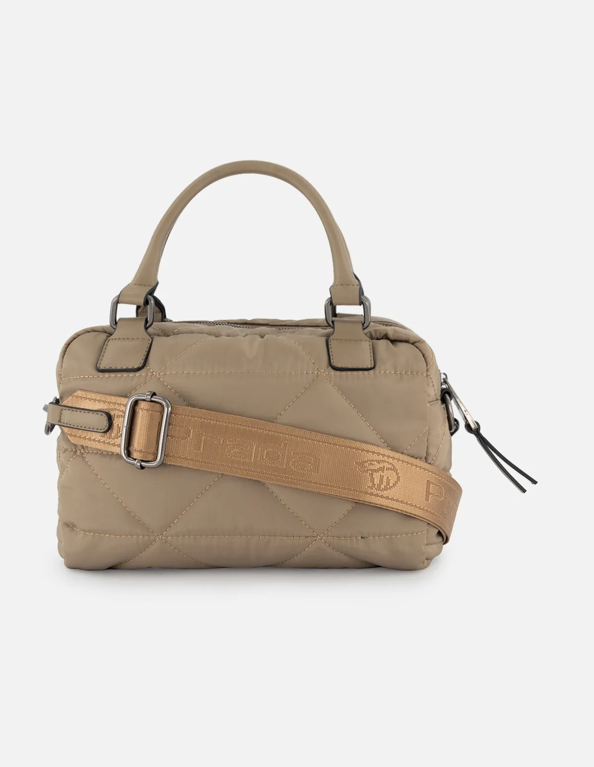 Bolso bowling de nylon color beige para mujer