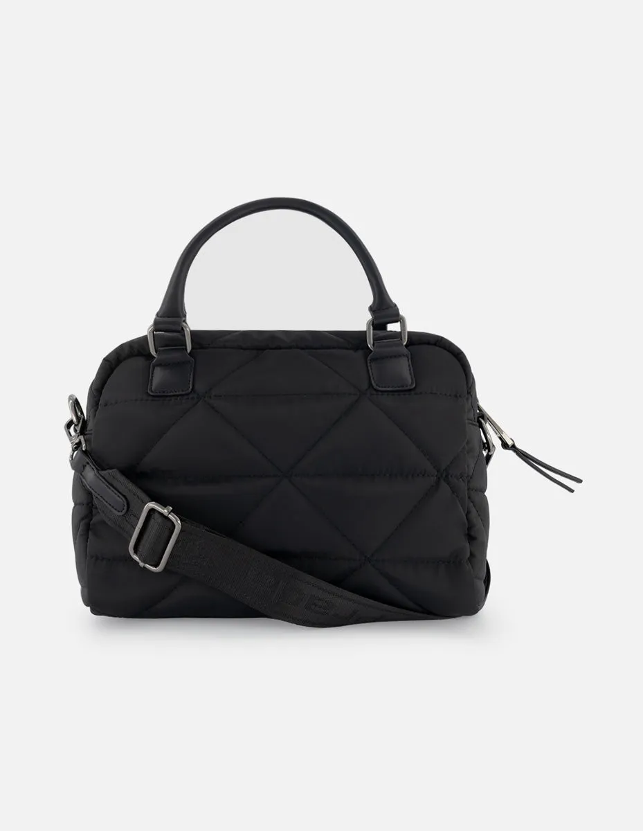 Bolso bowling de nylon color negro para mujer