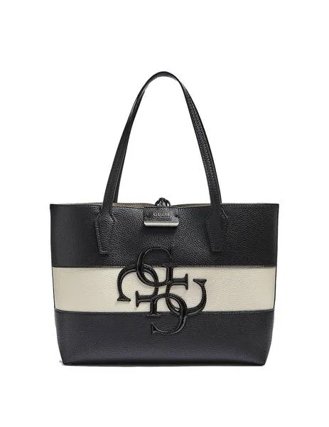 bolso guess bobbi reversible blanco y negro