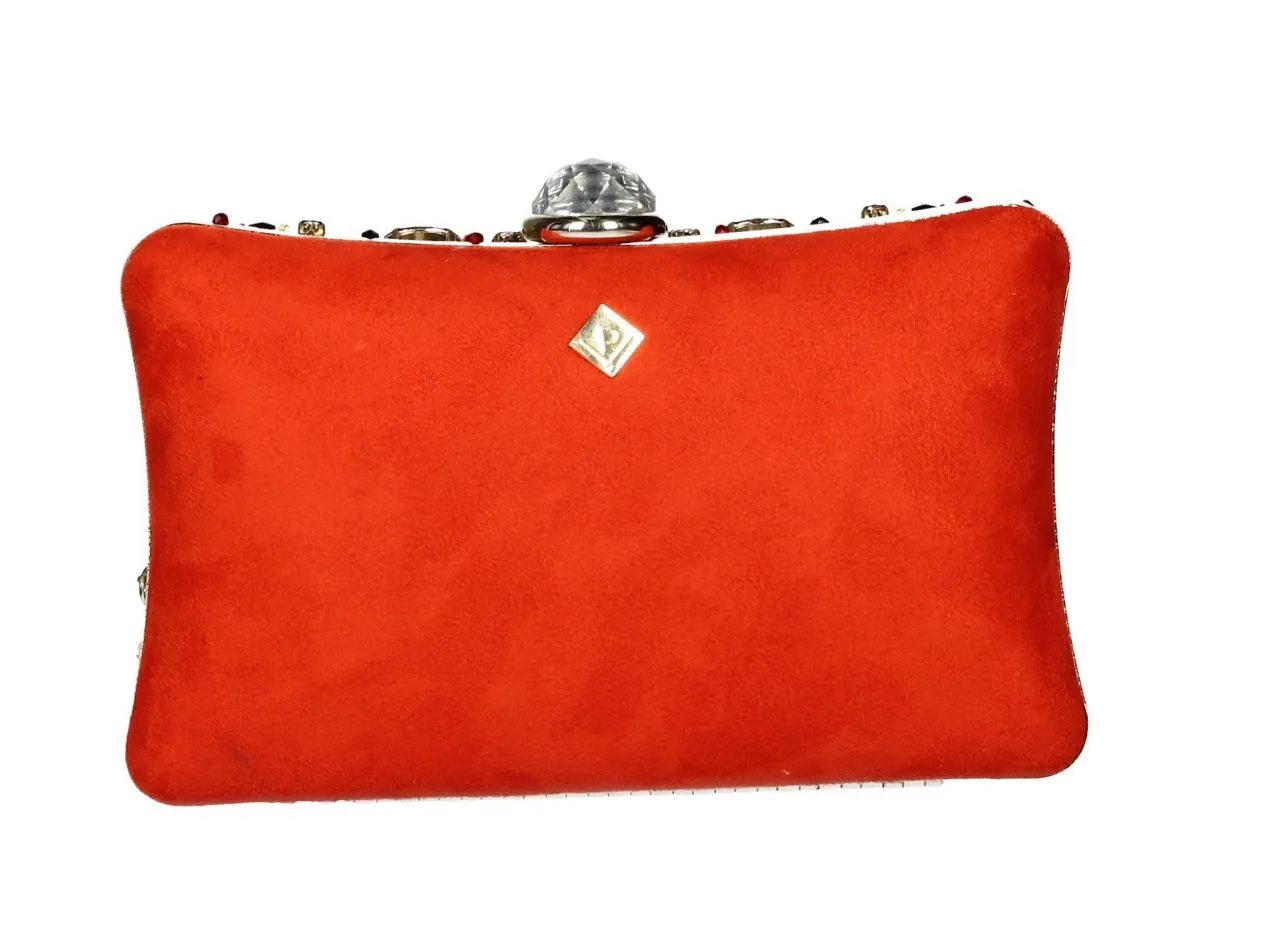 Bolso Joya Naranja Pedreria Verde/naranja