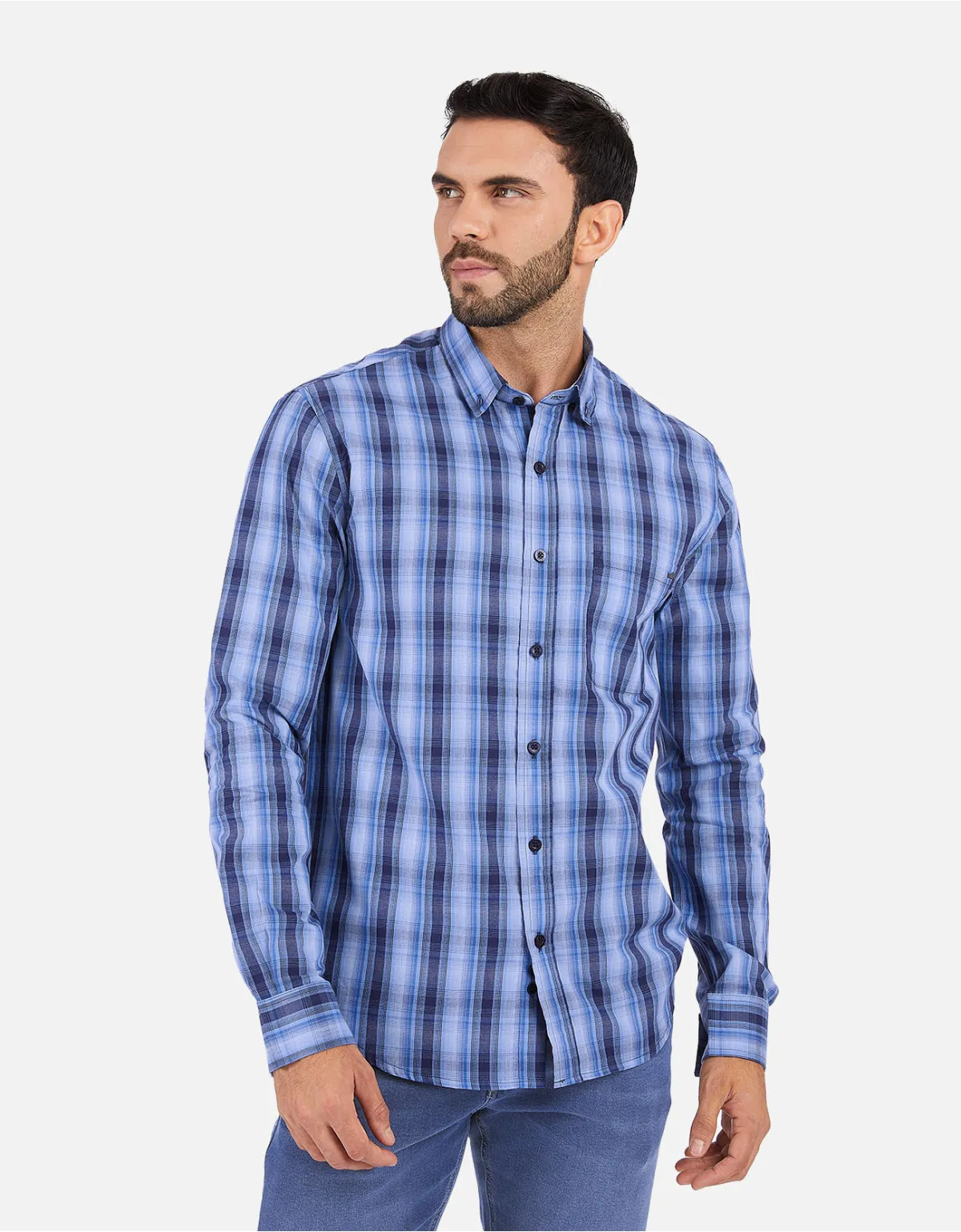 Camisa slim fit azul