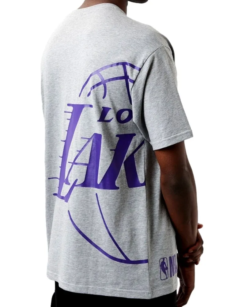 Camiseta new era gris lakers half logo ovrszd tee loslak