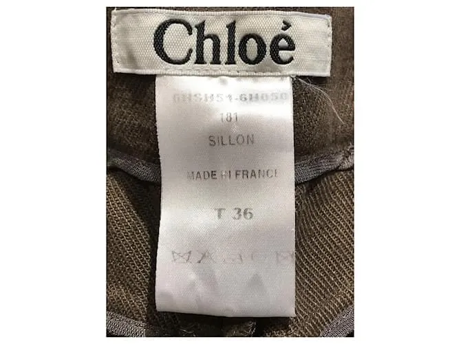 Chloé CHLOE Pantalón T.fr 36 lino Caqui 