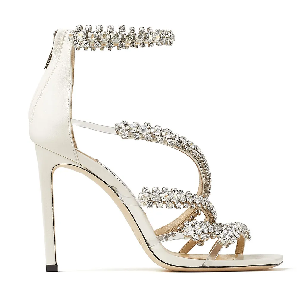 Jimmy Choo Sandalias Josefine 100 Latte De Napa Con Adorno De Cristal