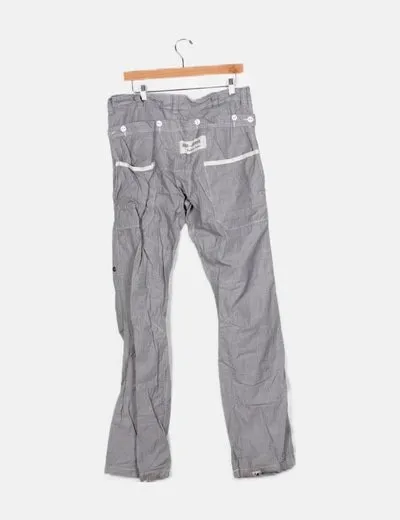 Kap68 Pantalón denim cargo rayas