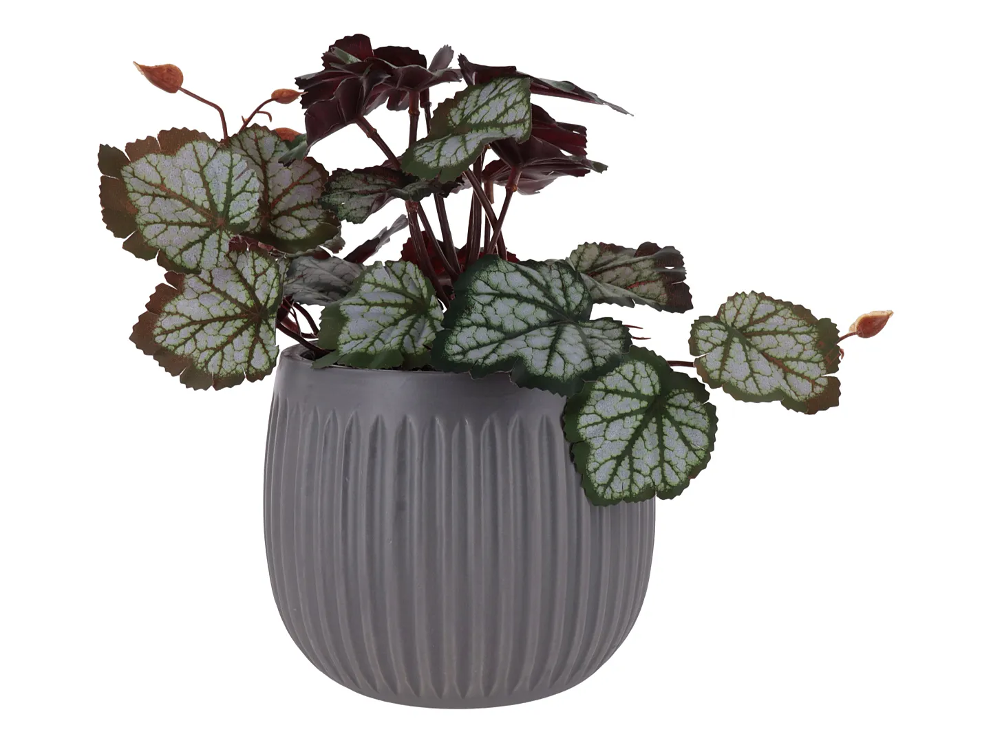 Kelder 24- Gx20g0 387 Planta Artificial Maceta Decorativa Gris Acanalada Dolomita  14 X 14 X 26 Cm