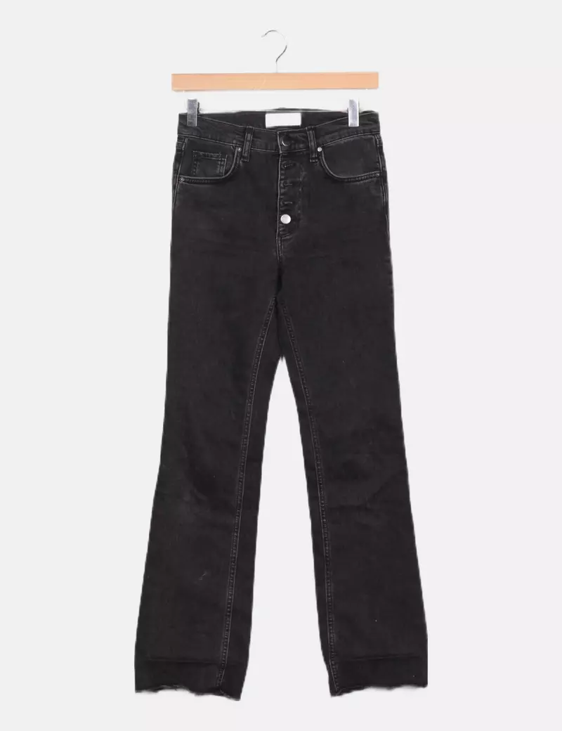 Mango Pantalón denim negro campana