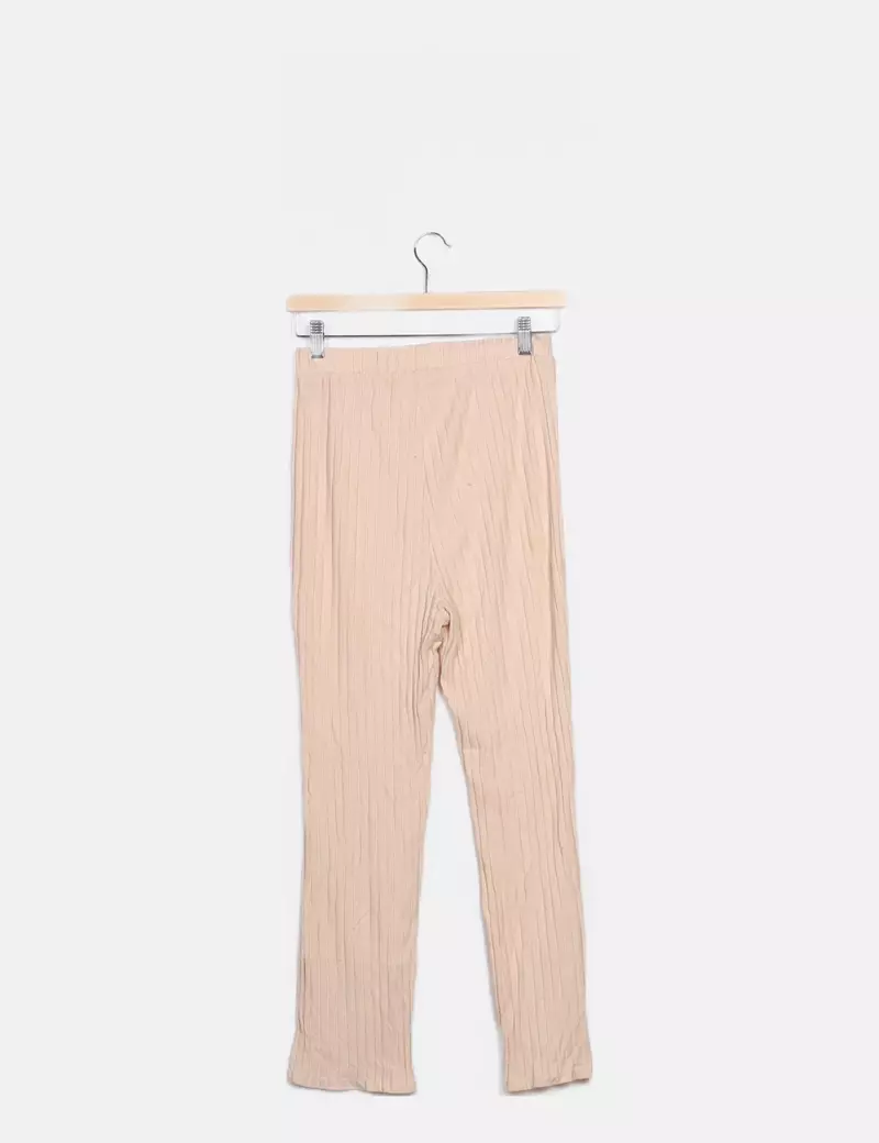 MO woman Pantalón beige fluido