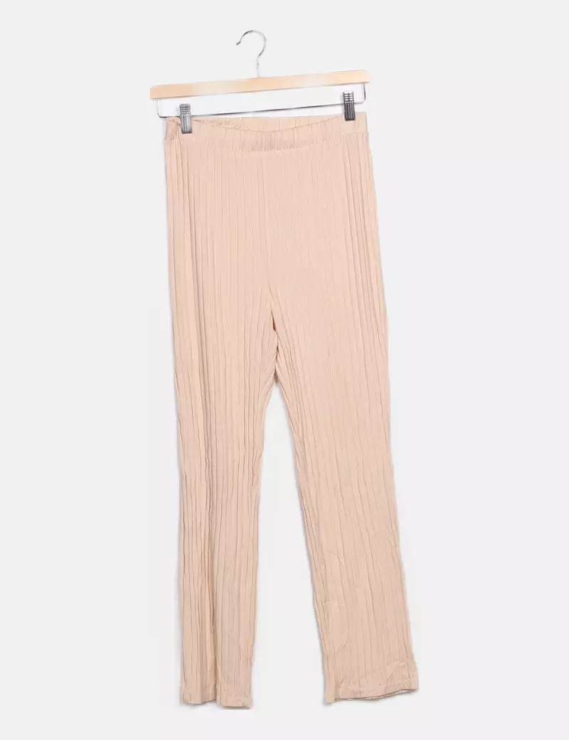 MO woman Pantalón beige fluido