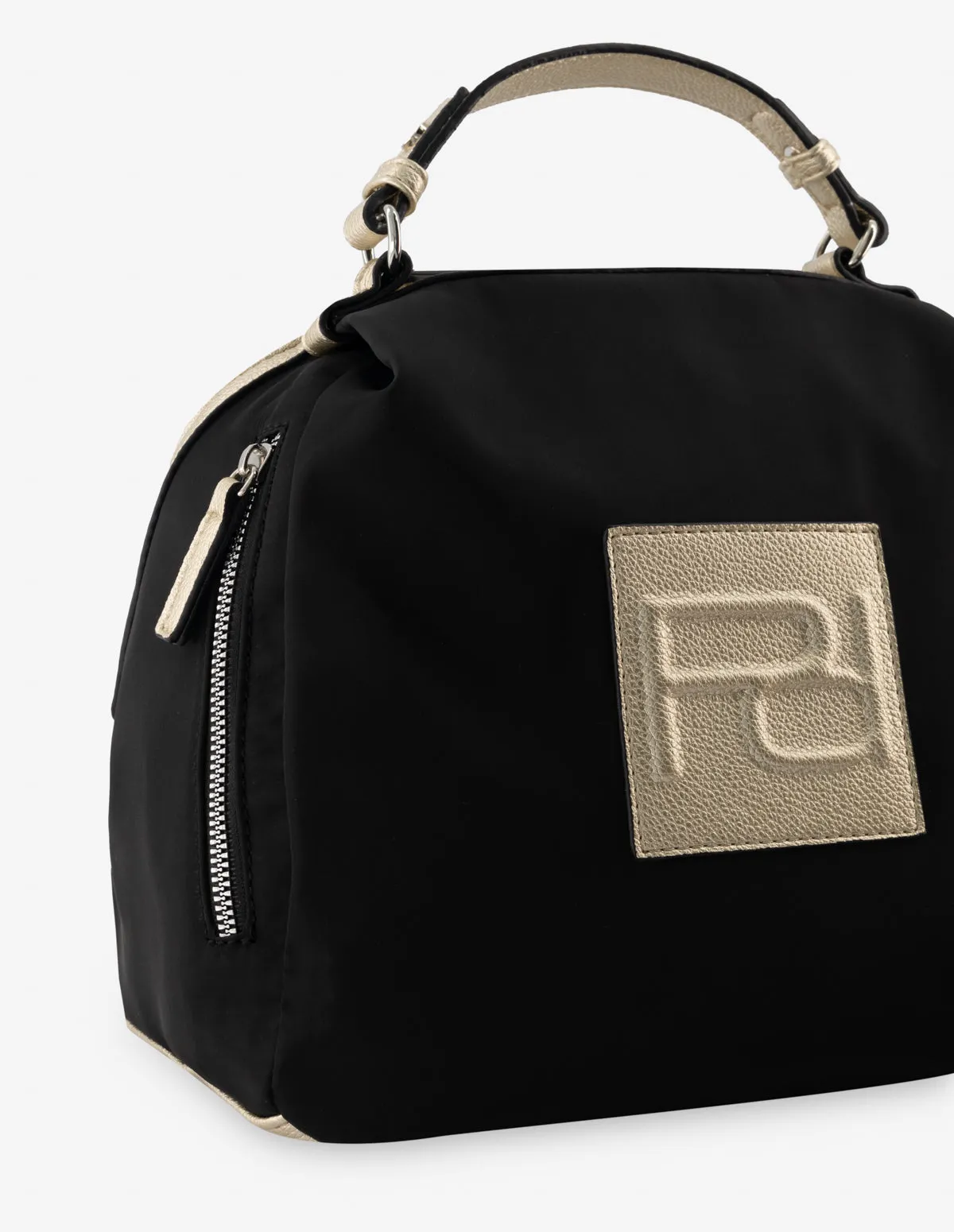 Mochila en nylon color negro con letras Pd para mujer