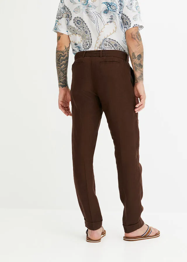 Pantalón de lino Marrón oscuro