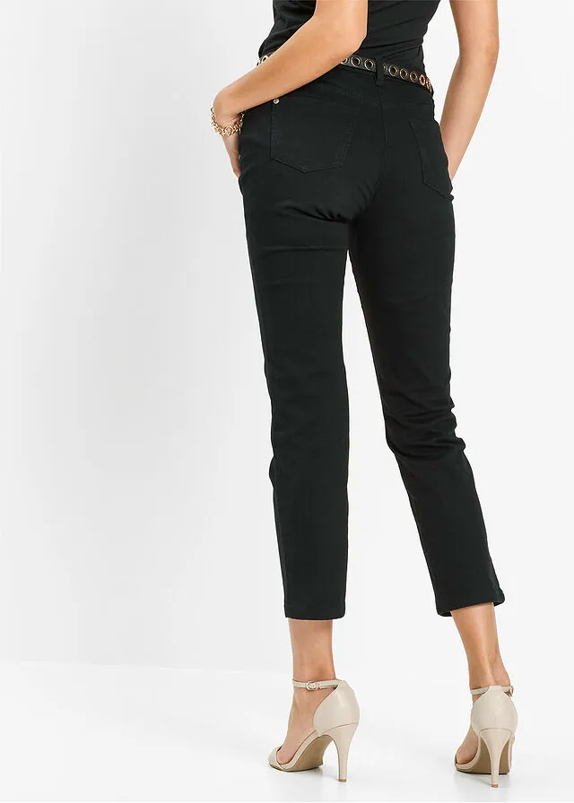 Pantalón elástico tipo capri Negro