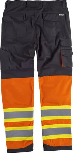 Pantalón multibolsillos combinado alta visibilidad Negro / Naranja