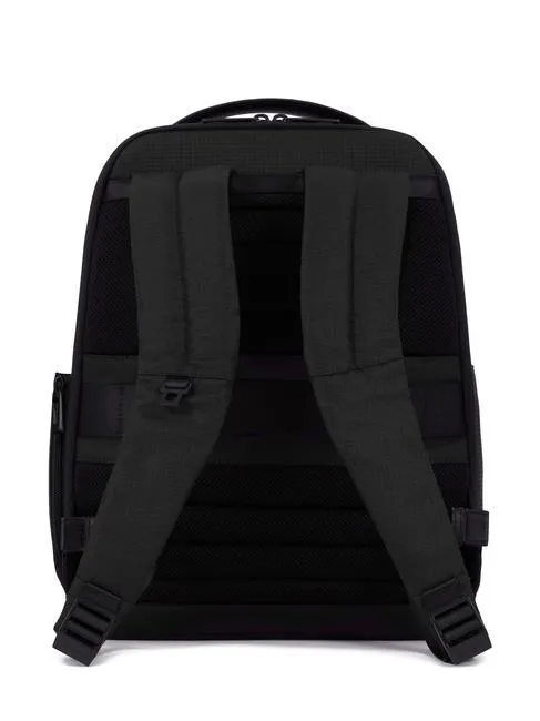 PIQUADRO WOLLEM Mochila de piel y tela, soporte para portátil de 14"