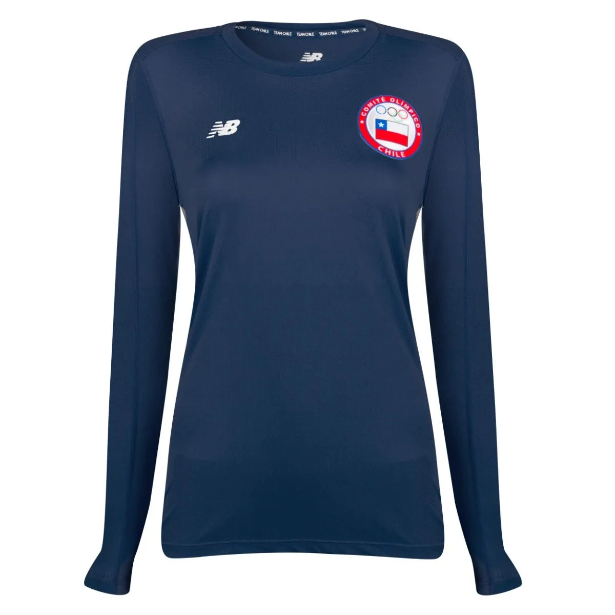 Polera Manga Larga Running Mujer New Balance Team Chile Azul