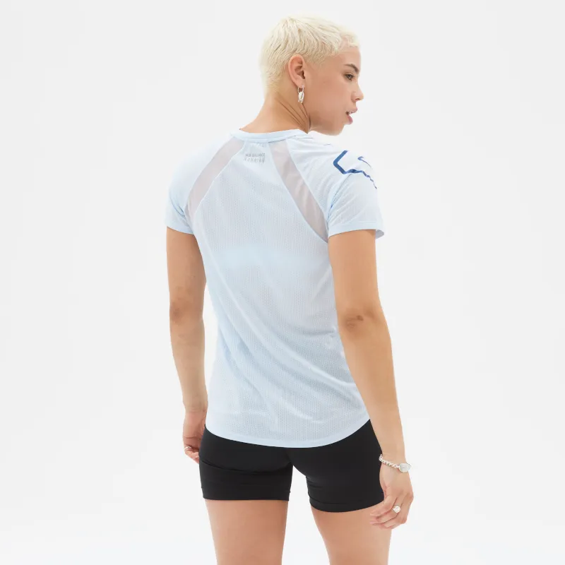 Polera Running Mujer New Balance Printed Impact Run Celeste