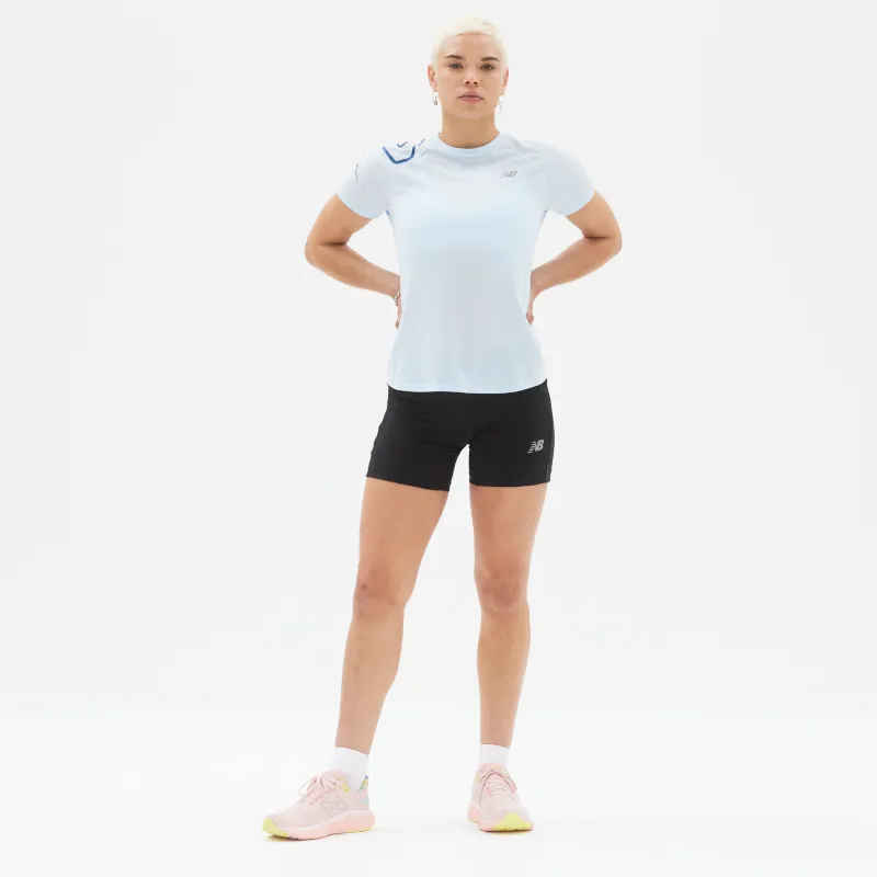 Polera Running Mujer New Balance Printed Impact Run Celeste