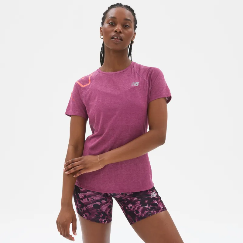 Polera Running Mujer New Balance Printed Impact Run Morado