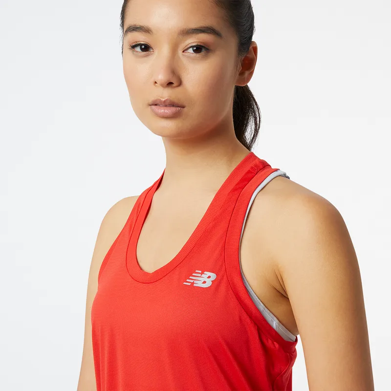 Polera Sin Mangas Running Mujer New Balance Accelerate Tank Roja