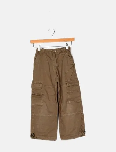 R Pantalón verde denim cargo