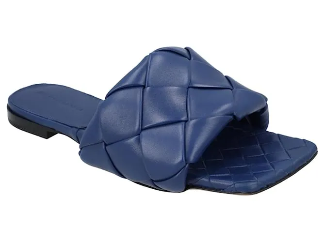 Sandalia plana Lido Bottega Veneta azul 