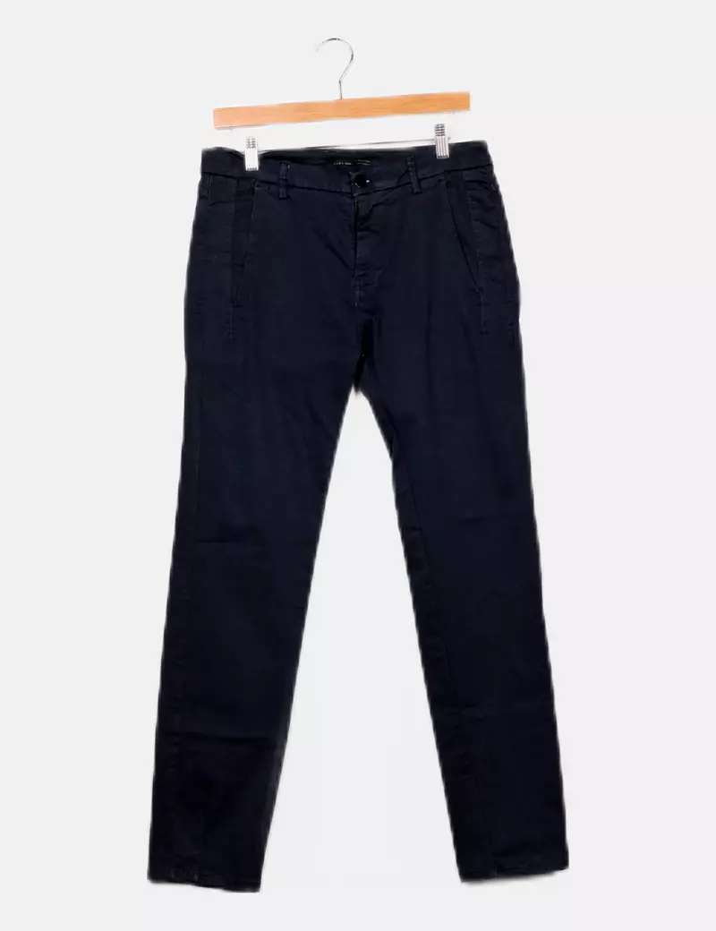 Zara Pantalón azul marino básico