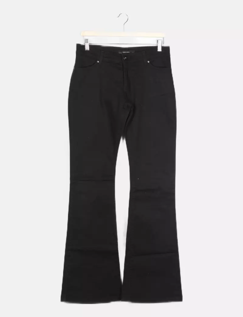 Zara Pantalón denim negro campana