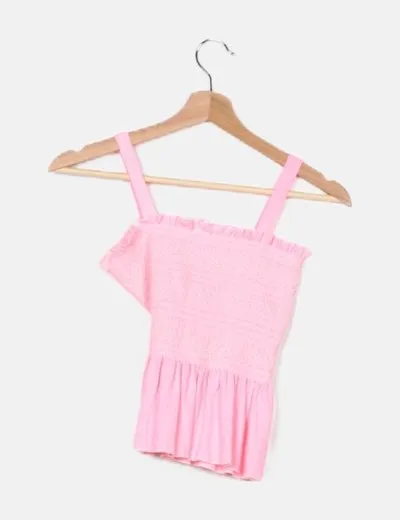 Zara Top rosa frunces