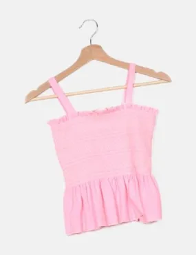 Zara Top rosa frunces